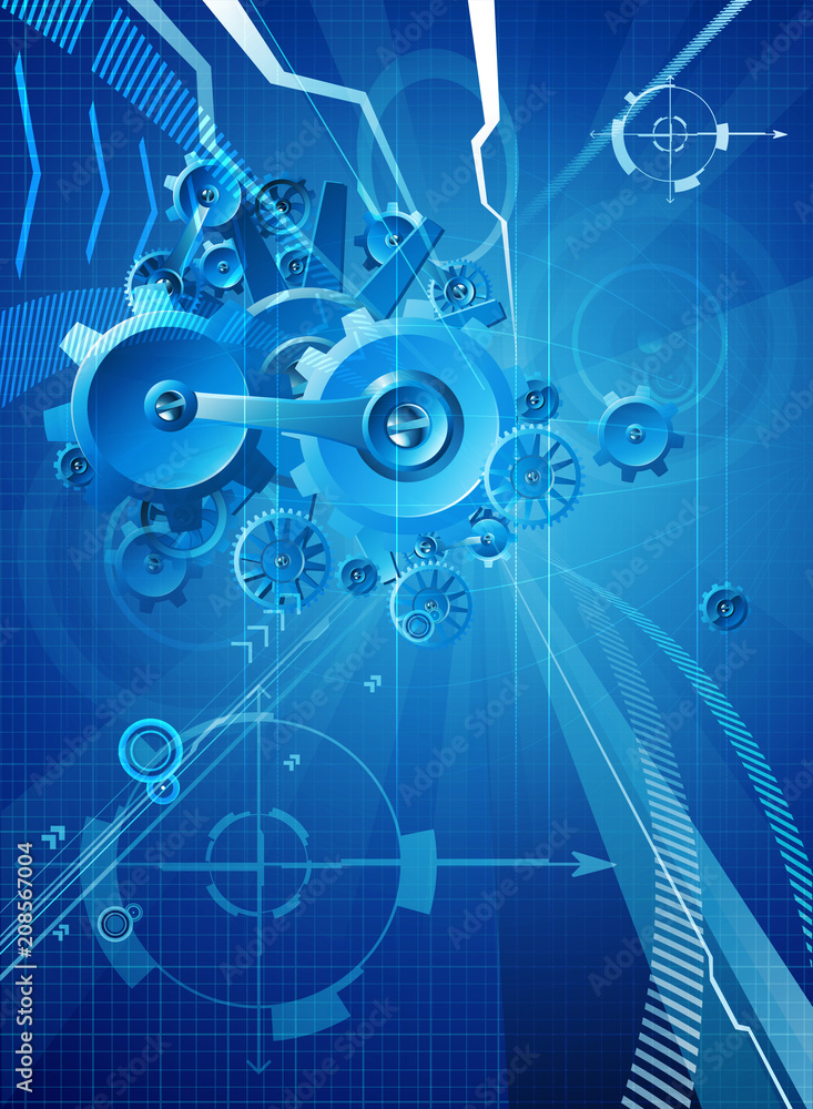 Gears and Cogs Blue Business Background