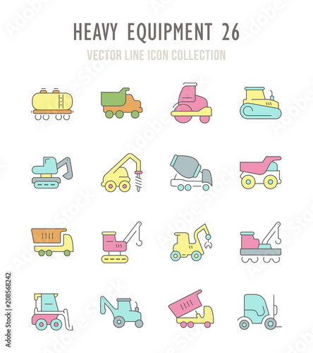 Set of Retro Icons of Heavy Equipment.