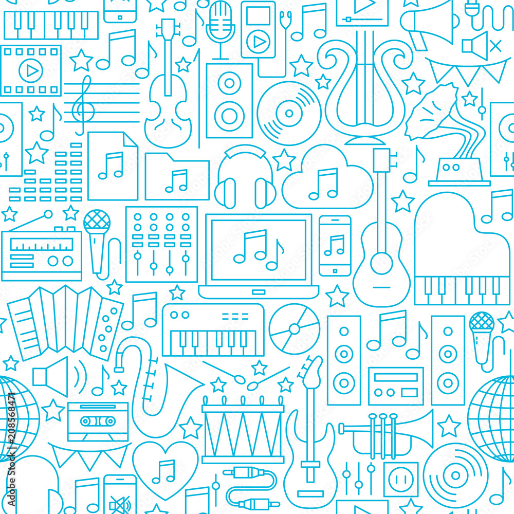 Music White Line Seamless Pattern Music White Line Seamless Pattern