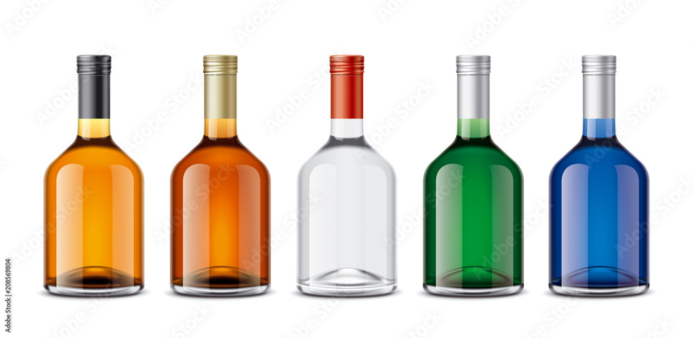 Mockup bottles of alcoholic beverages Mockup bottles of alcoholic beverages