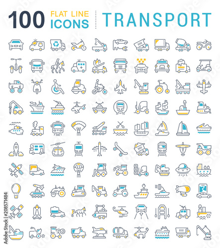 Set Vector Line Icons of Transport.