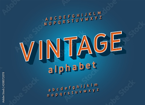 Vintage alphabet sans serif. Retro typography font classic style. vector illustrator
