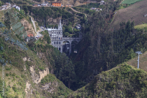 View on Santuario de las Lajas in Pasto, Colombia photo