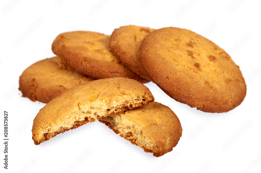 Homemade cookies with orange isolated on white background