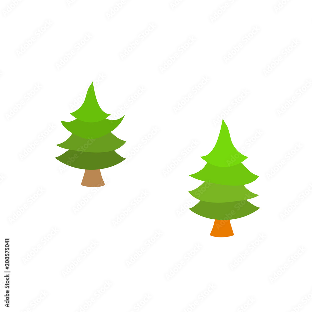 Isolated flat pine tree logo set Isolated flat pine tree logo set