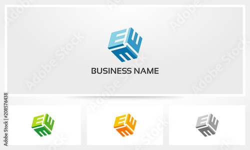 Triple Letter E Alphabet Cube Logo