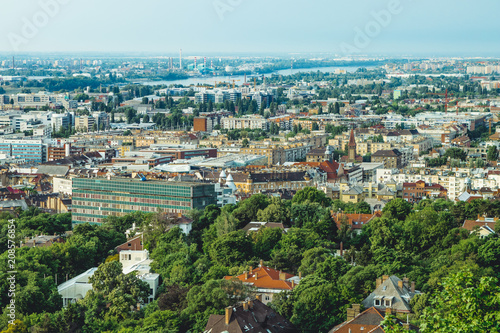 Fototapeta Naklejka Na Ścianę i Meble -  Budapest and the Danube river from above