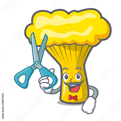 Barber chanterelle mushroom character cartoon