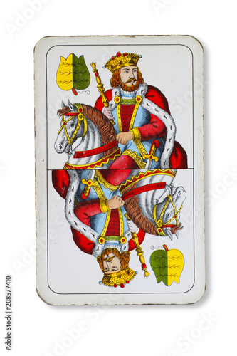 Doppeldeutsche Spielkarte _ Laub_ König am Pferd