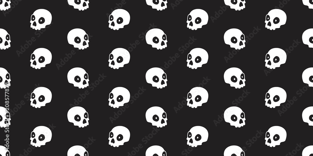 Skull seamless pattern vector pirate Halloween background bone Ghost isolated wallpaper icon Skull seamless pattern vector pirate Halloween background bone Ghost isolated wallpaper icon