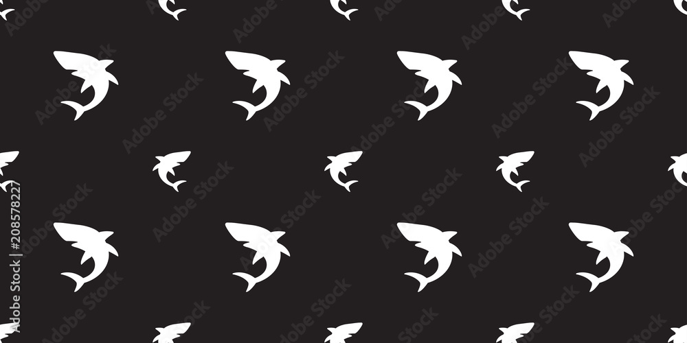 shark seamless pattern vector isolated dolphin whale ocean sea background wallpaper black