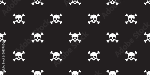 pirate skull seamless pattern vector Halloween crossbone wallpaper isolated repeat tile background