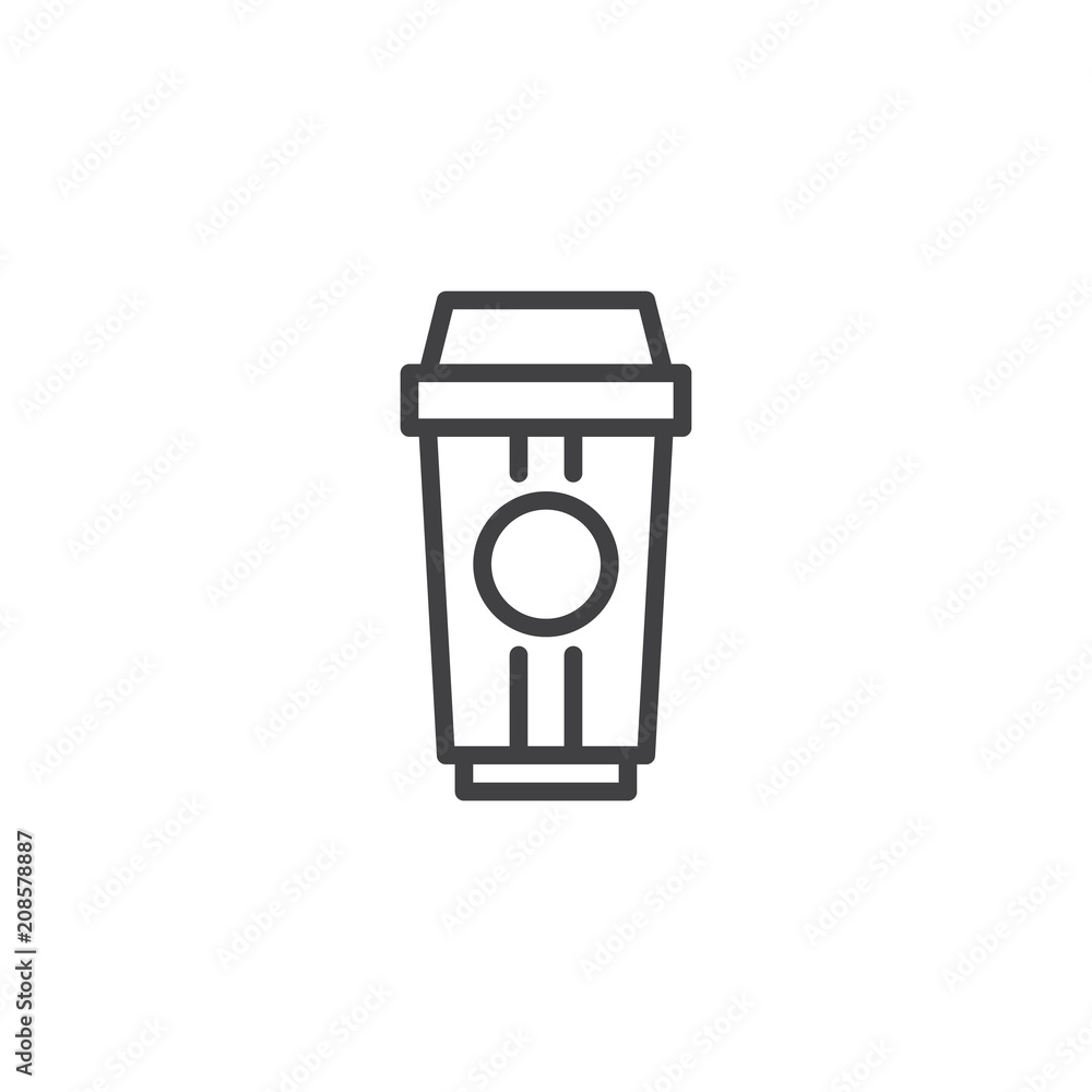 Take away coffee cup outline icon. linear style sign for mobile concept and web design. Paper coffee cup simple line vector icon. Symbol, logo illustration. Pixel perfect vector graphics