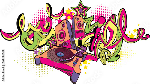 Music design - turntable and graffiti arrows