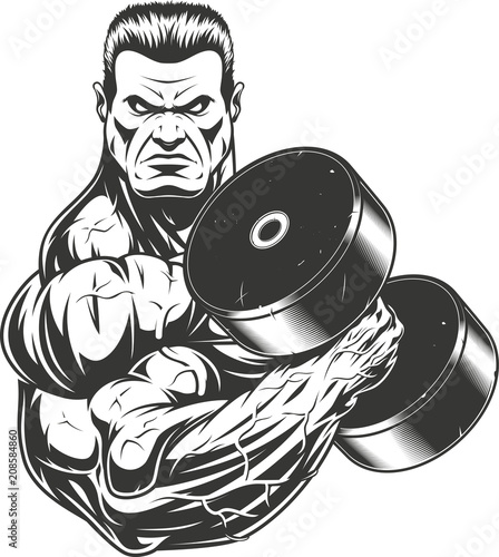 Bodybuilder with dumbbell