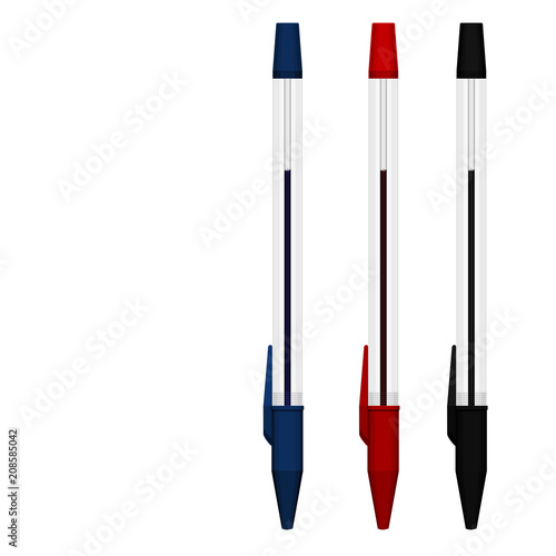 set of closed ballpoint pen on transparent background