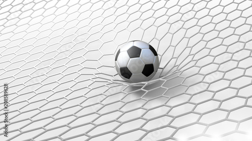 Fototapeta Naklejka Na Ścianę i Meble -  abstract 3d soccer ball in net