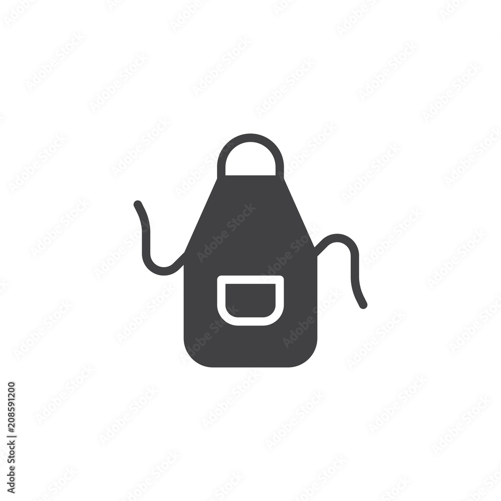 Kitchen Apron vector icon. filled flat sign for mobile concept and web design. Protective Garment simple solid icon. Symbol, logo illustration. Pixel perfect vector graphics Kitchen Apron vector icon. filled flat sign for mobile concept and web design. Protective Garment simple solid icon. Symbol, logo illustration. Pixel perfect vector graphics