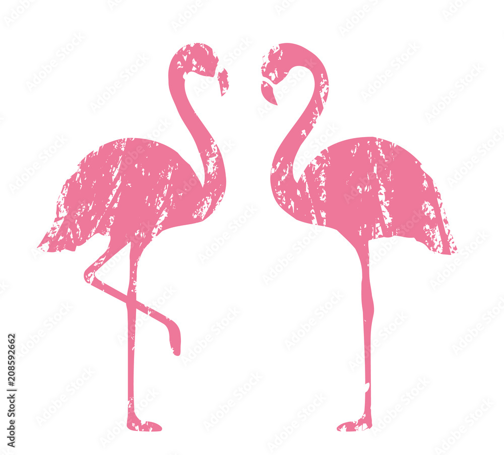 Fototapeta premium Stamped Flamingo. Isolated. Vector.
