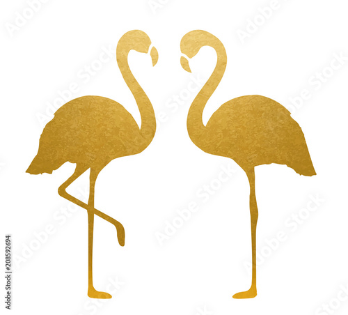 Golden Flamingo. Isolated. Vector.
