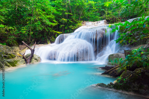 Erawan Waterfall in tropical forest