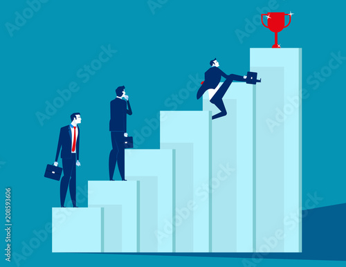 Business team overcome obstacles and achieve success. Concept business vector illustration, Strategy, Flat business cartoon, Management.