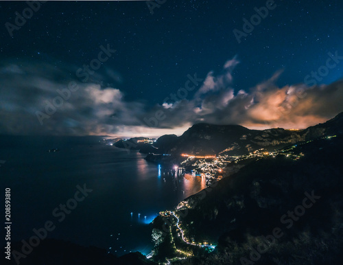 Stunning night view of Positano from the Path of the gods, Campania, Italy © Luigi L. Silipo