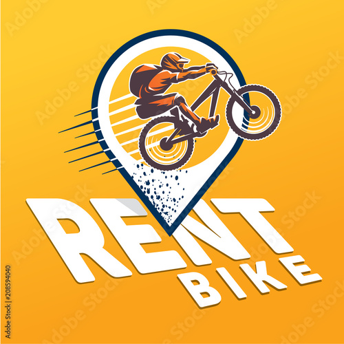 Bike rent. Vector extreme emblem