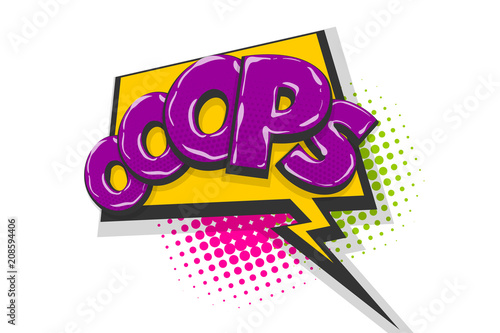 Omg ouch oops pop art comic text speech bubble