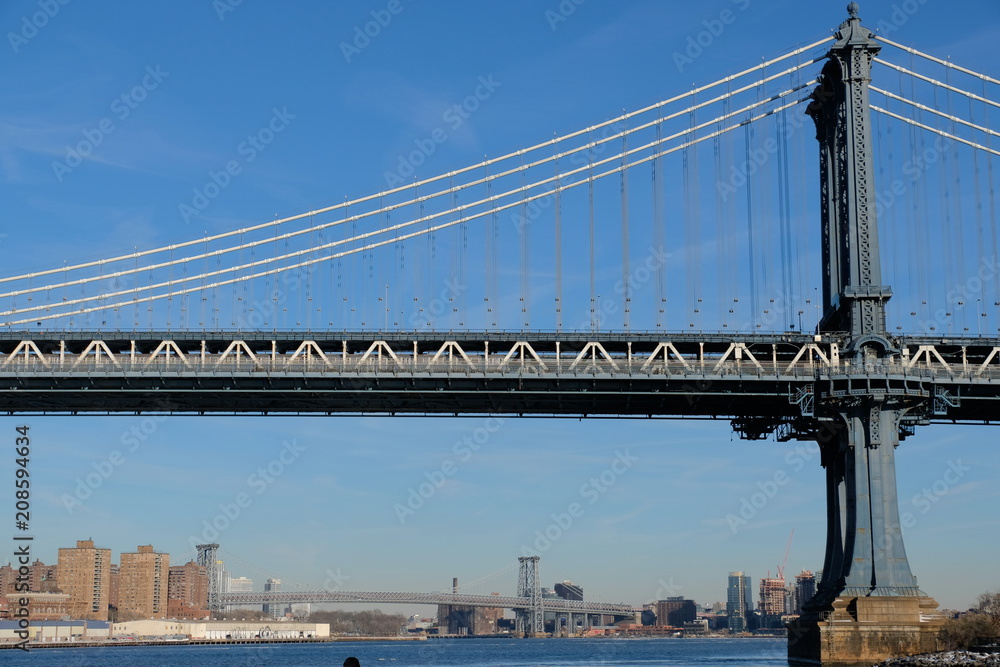 Manhattan bridge in winter
