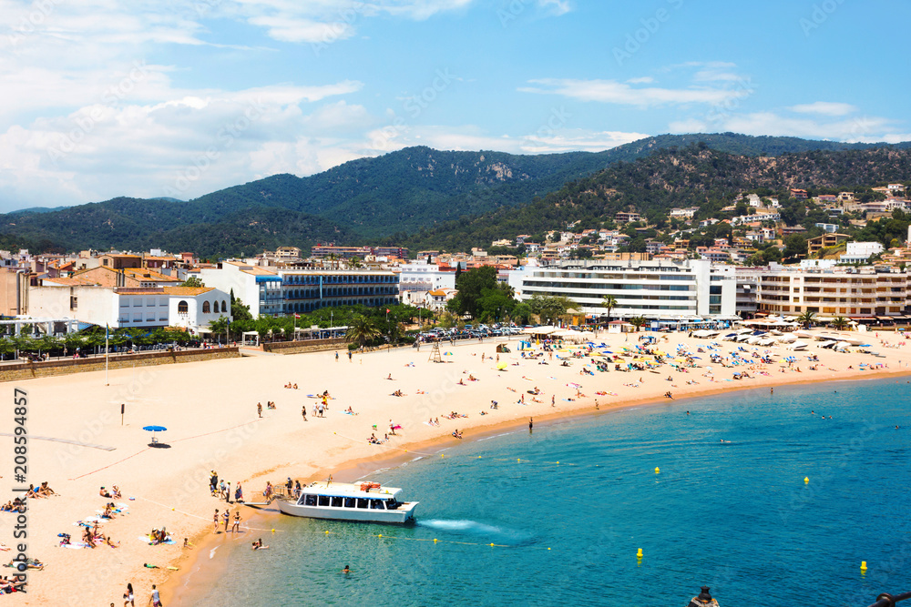Tossa De Mar, Catalonia, Spain. Mediterranean coast at the Costa Brava. Top view. Summer vacation concept.