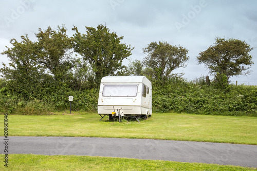 Caravan on campsite UK