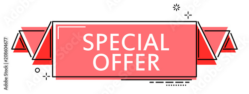 red flat line banner special offer