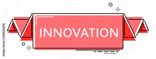 red flat line banner innovation