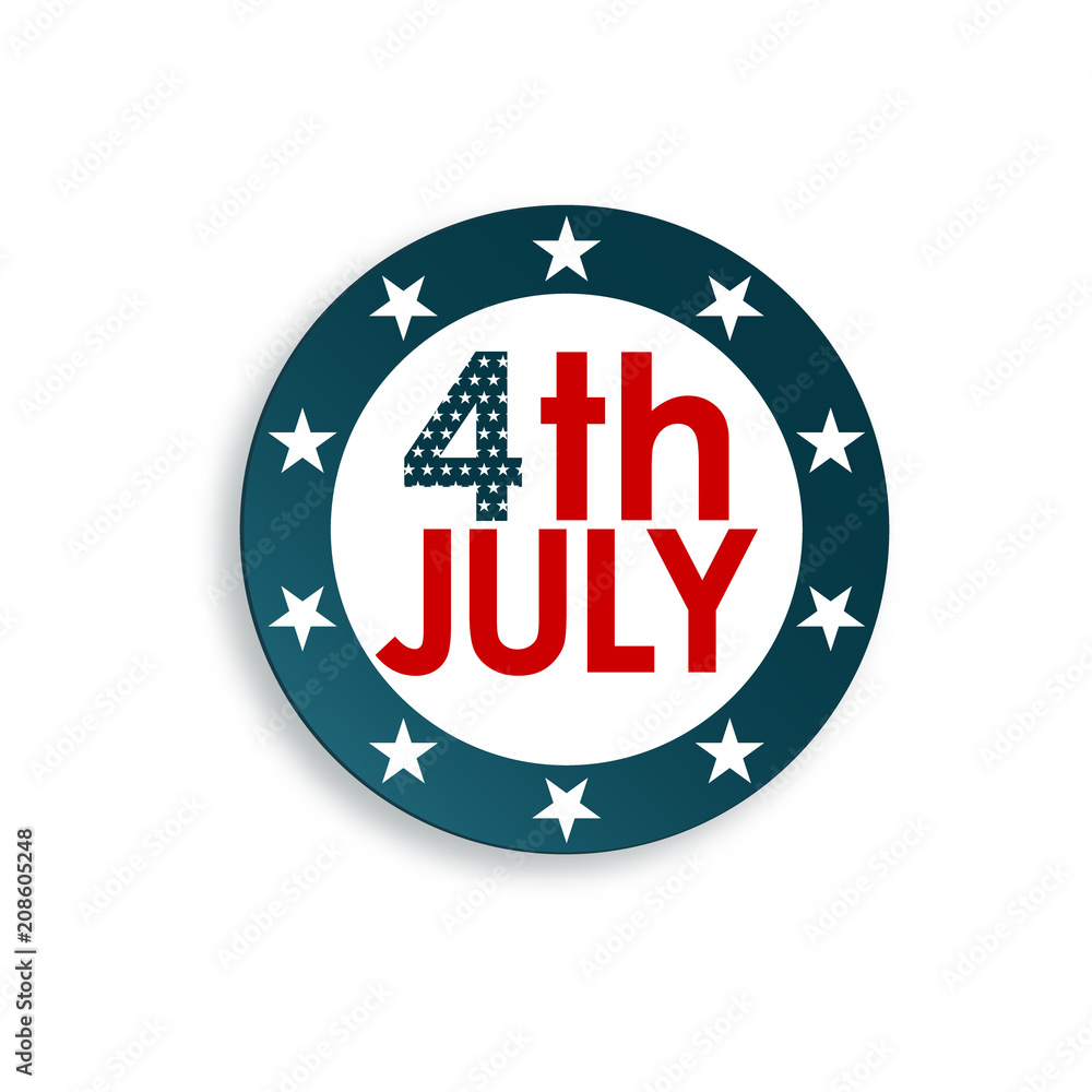 Vector badge 4th of July isolated on white background.Happy American Independence Day.