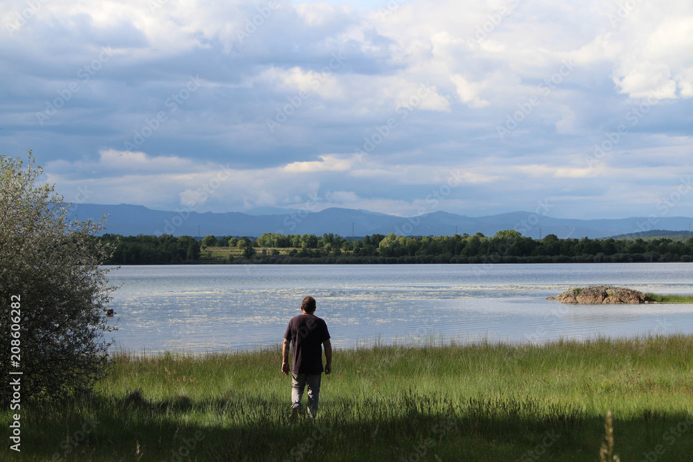 walking towards the lake