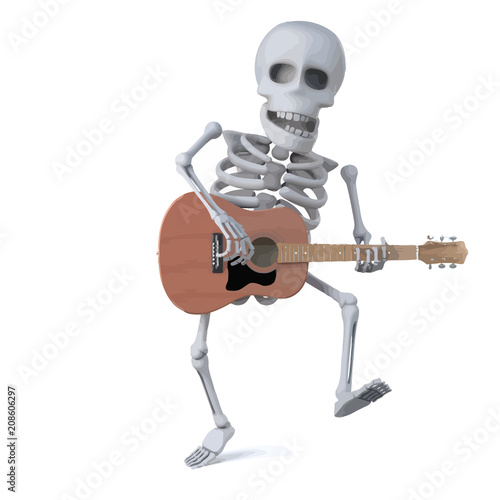 Vector 3d Skeleton dancing while playing an acoustic guitar