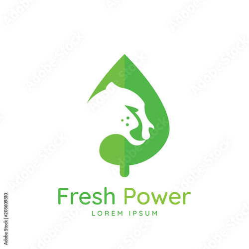 Cheetah symbol with leaf. modern design. Vector