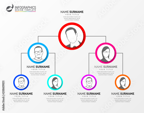 Creative organization chart. Infographic design template. Vector
