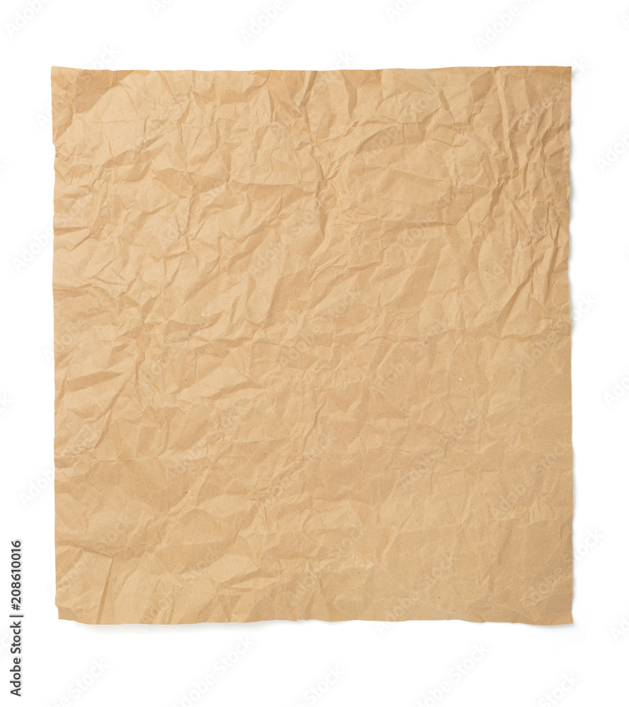 wrinkled paper at white background