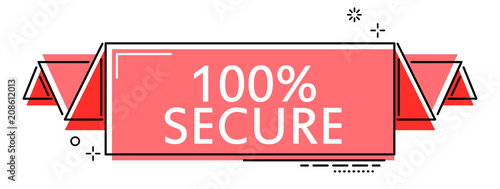 red flat line banner 100% secure
