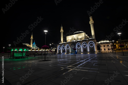 Photography Mausoleum of Mevlana in Karaman -  Konya / Turkey. night photos