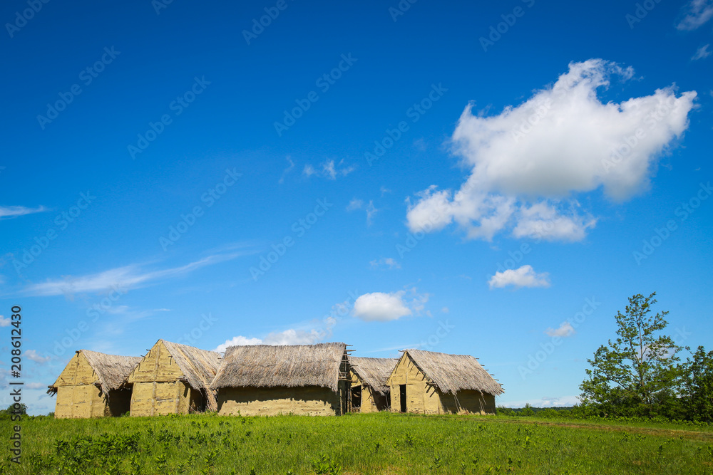 A view of the old houses in the archeological ethnological park Sopot in Vinkovci, Croatia. A view of the old houses in the archeological ethnological park Sopot in Vinkovci, Croatia.