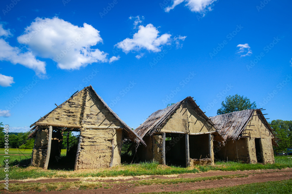 A view of the old houses in the archeological ethnological park Sopot in Vinkovci, Croatia.