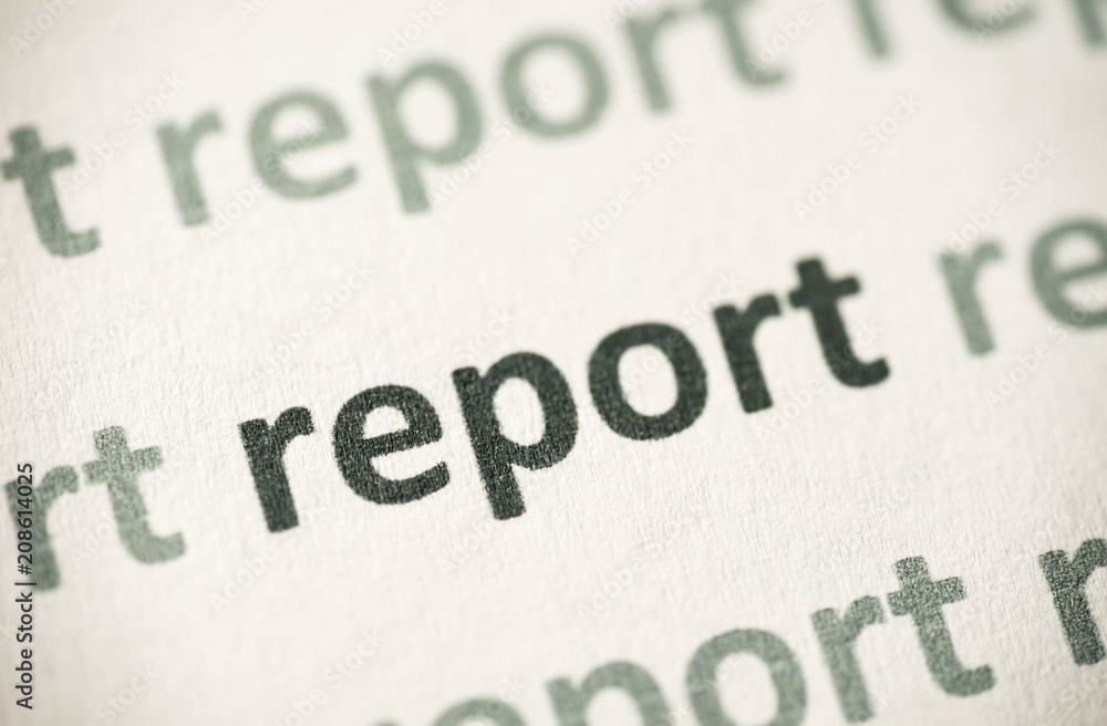 word report printed on paper macro