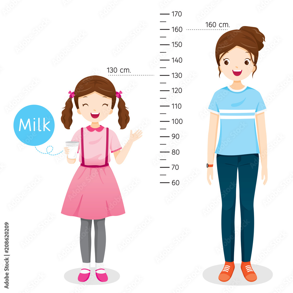 Girl Drinking Milk For Health Milk Makes Her Taller Girl Measuring girl-drinking-milk-for-health-milk-makes-her-taller-girl-measuring