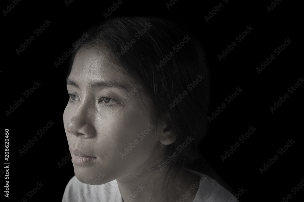 Lonely woman with despair expression Lonely woman with despair expression
