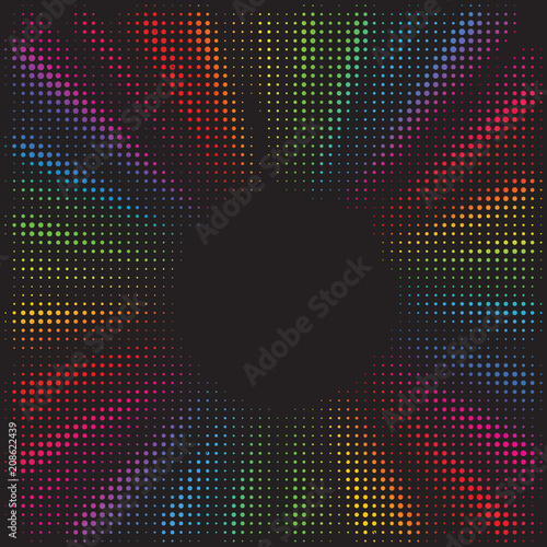 Rainbow burst background. Halftone effect. Abstract radial, convergent lines. Explosion, radiation, zoom, visual effect. Sun or star rays in pop art style. 80 s style banner design

