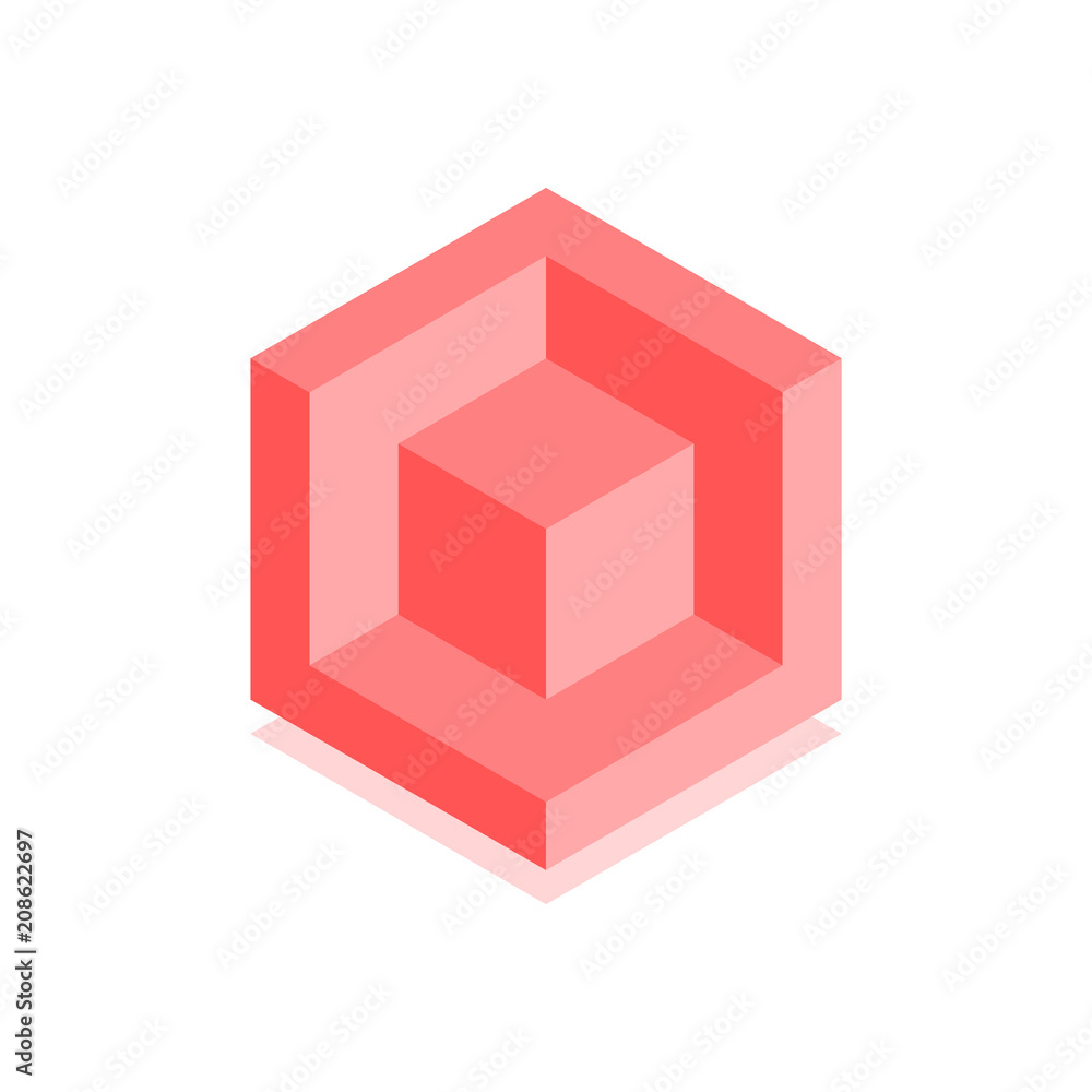 Abstract cubic icon. Isometric illustration for covers design in flat 3D style. Vector geometric logo. Abstract cubic icon. Isometric illustration for covers design in flat 3D style. Vector geometric logo.