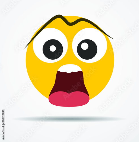 Isolated "Oh my god!" emoticon in a flat design